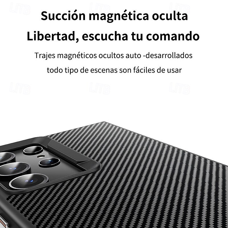 Phone Case For S24 Ultra S24 Plus S24 S23 S23 Ultra S23 Plus S25 Ultra Back Cover with Stand Holder Magnetic Support Wireless Charging Retro TPU Carbon Fiber 2025 - $21.99 –P4