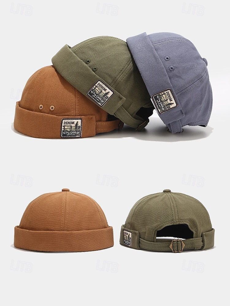 męskie czapki beanie vintage z podwiniętym mankietem – regulowane czapki bez daszka w wielu kolorach, idealne do noszenia na co dzień i na ulicy 2025 - $14.99 –P4