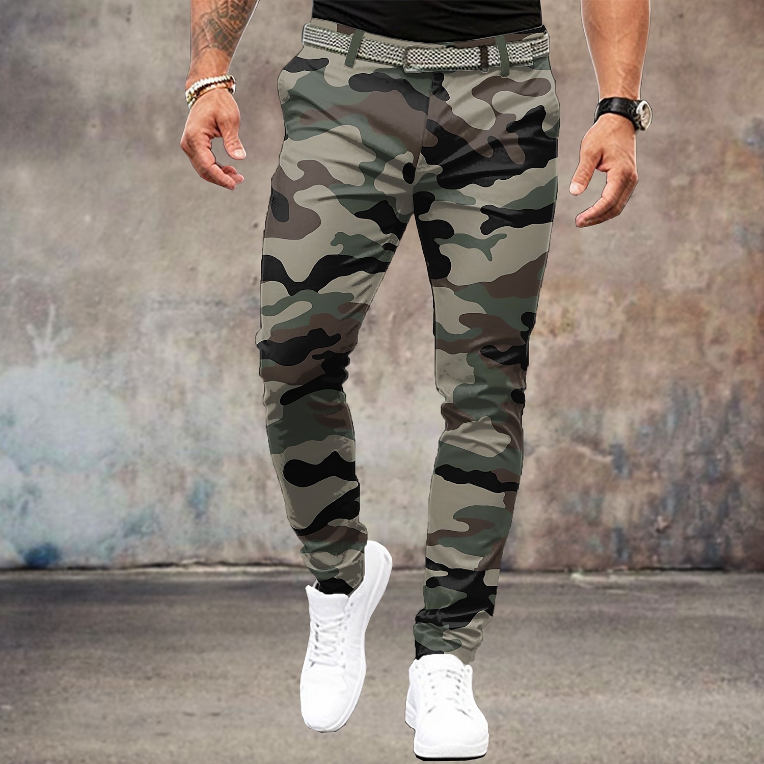 Hombre camuflaje pantalones de traje Media cintura Vintage Formal Exterior Calle Cremallera Bolsillo Verano Primavera Otoño Impresión 3D Azul Marino Verde Ejército 2025 - $35.99 –P1