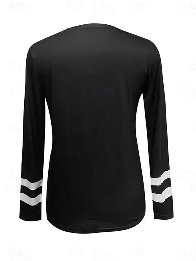 Dame Skjorte Bluse Vinglass Fritid Langermet Crew-hals Vanlige topper Jul Daglig Lapper Svart Høst Vinter 2025 - $17.99 –P2
