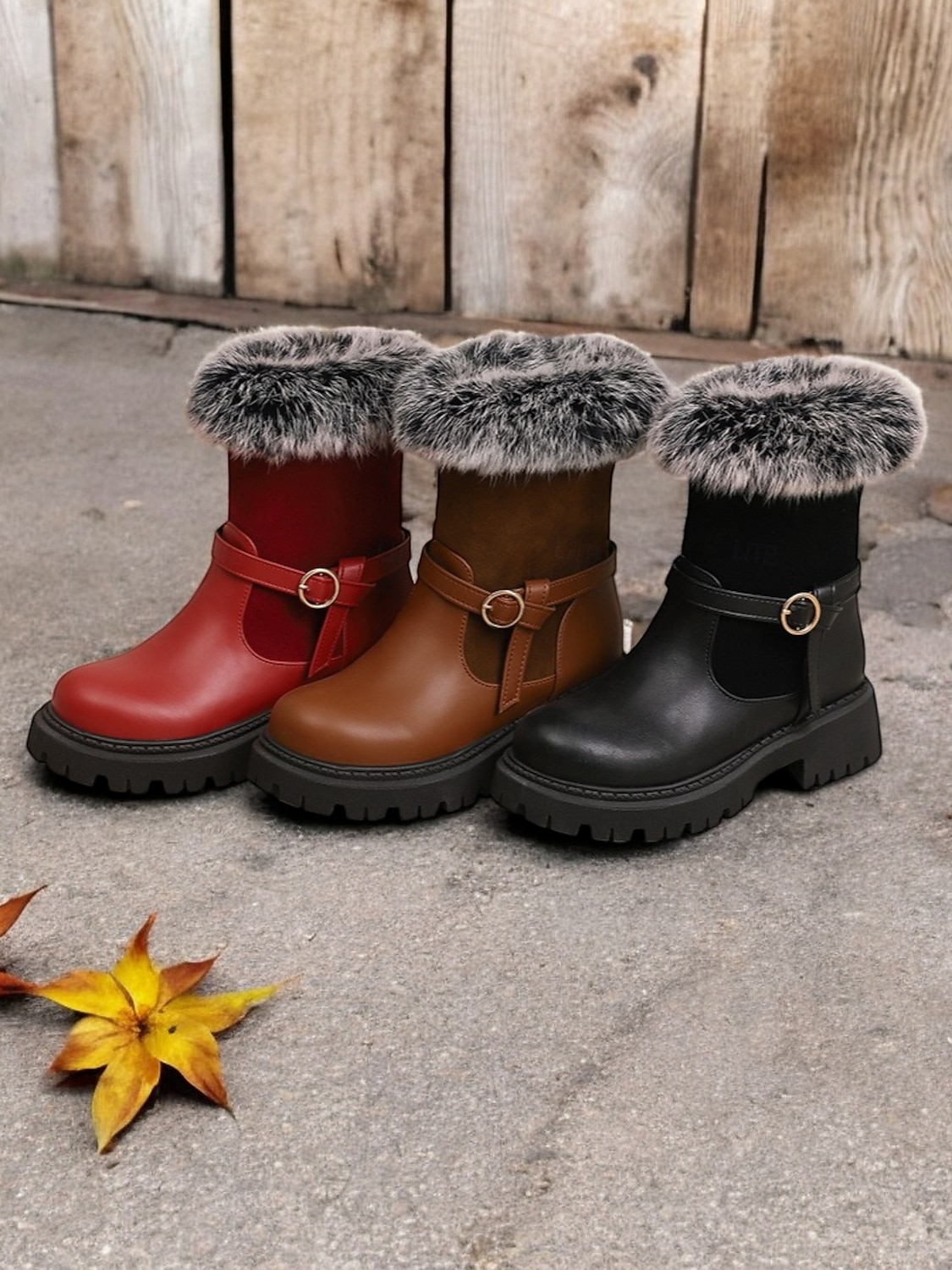 botas de inverno femininas com acabamento em pele sintética – botas de cano curto estilosas e quentes com detalhe de fivela e sola resistente, perfeitas para aventuras ao ar livre em climas frios de 2025 por $59.99 –P6