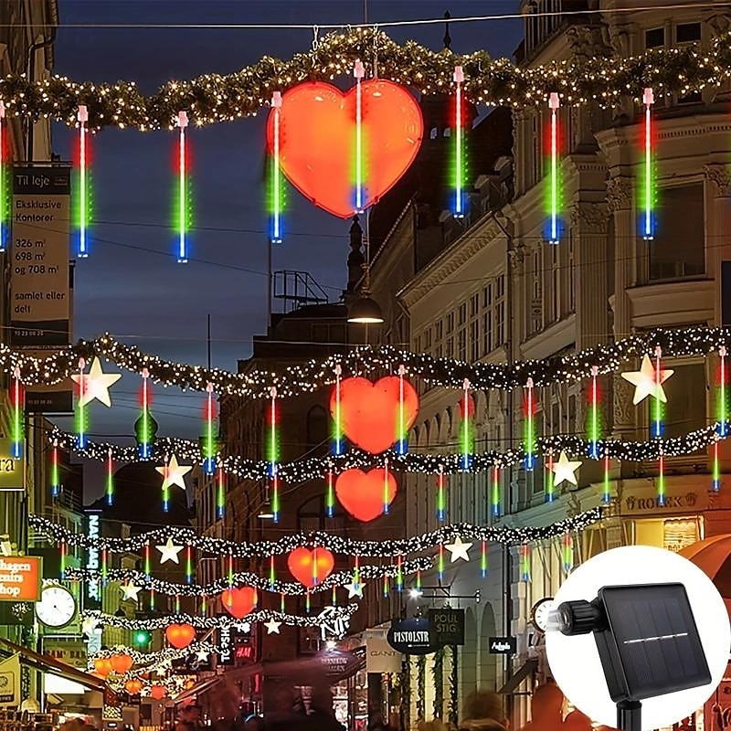 1 Stück Solar-Meteorschauerlicht, 30 cm, 8 Röhren, 192 LEDs, Weihnachtsbaumbeleuchtung für die Traufe, Weihnachtsbaum- und Gartendekoration 2025 - $26.99 –P3