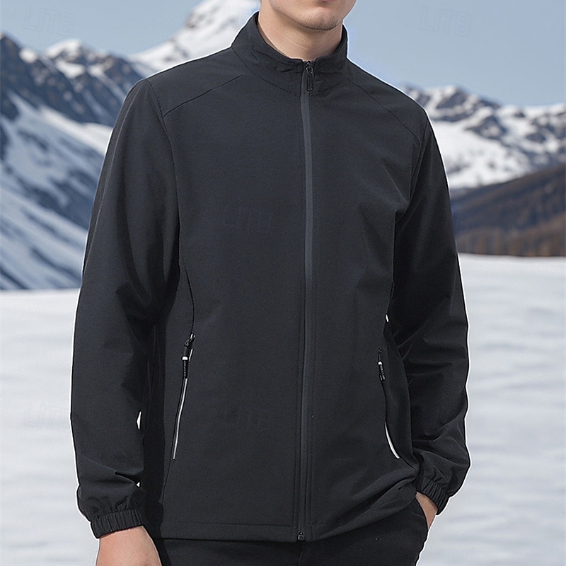 Hombre Chaqueta Softshell Chaqueta para senderismo Al aire libre Resistente al Viento Resistente al Agua Chaqueta cortavientos Viaje Gris oscuro Negro 2025 - $34.39 –P12