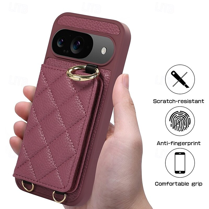 2025年 電話 ケース 用途 ピクセル9プロ ピクセル9プロXL Pixel 8 Pro Pixel 8 ピクセル9 バックカバー スタンド付き ストラップ付き カード挿入口 レトロ風 TPU PUレザー コレクション – $23.99 –P6