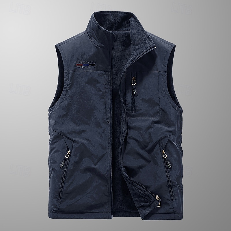 Men's Hiking Vest Hiking Fleece Vest Sleeveless Vest Outdoor Thermal Warm Fleece Lining Comfortable Winter Pocket Polyester Black Army Green Khaki Hunting Fishing Climbing 2025 - $28.99 –P15