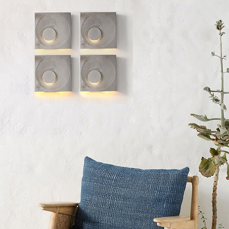 decor interior aplice de perete corp de iluminat ciment lumini de perete simple lampă pătrată de perete aplic pentru sufragerie dormitor noptiere lămpi colorate pentru tablie 85-265v 2025 - $99.99 –P11