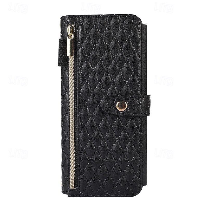 Phone Case For Z Fold 6 Z Fold 5 Z Fold 4 Z Fold 3 Flip Cover with Stand Holder Zipper with Wrist Strap Retro TPU PU Leather 2025 - $23.99 –P11