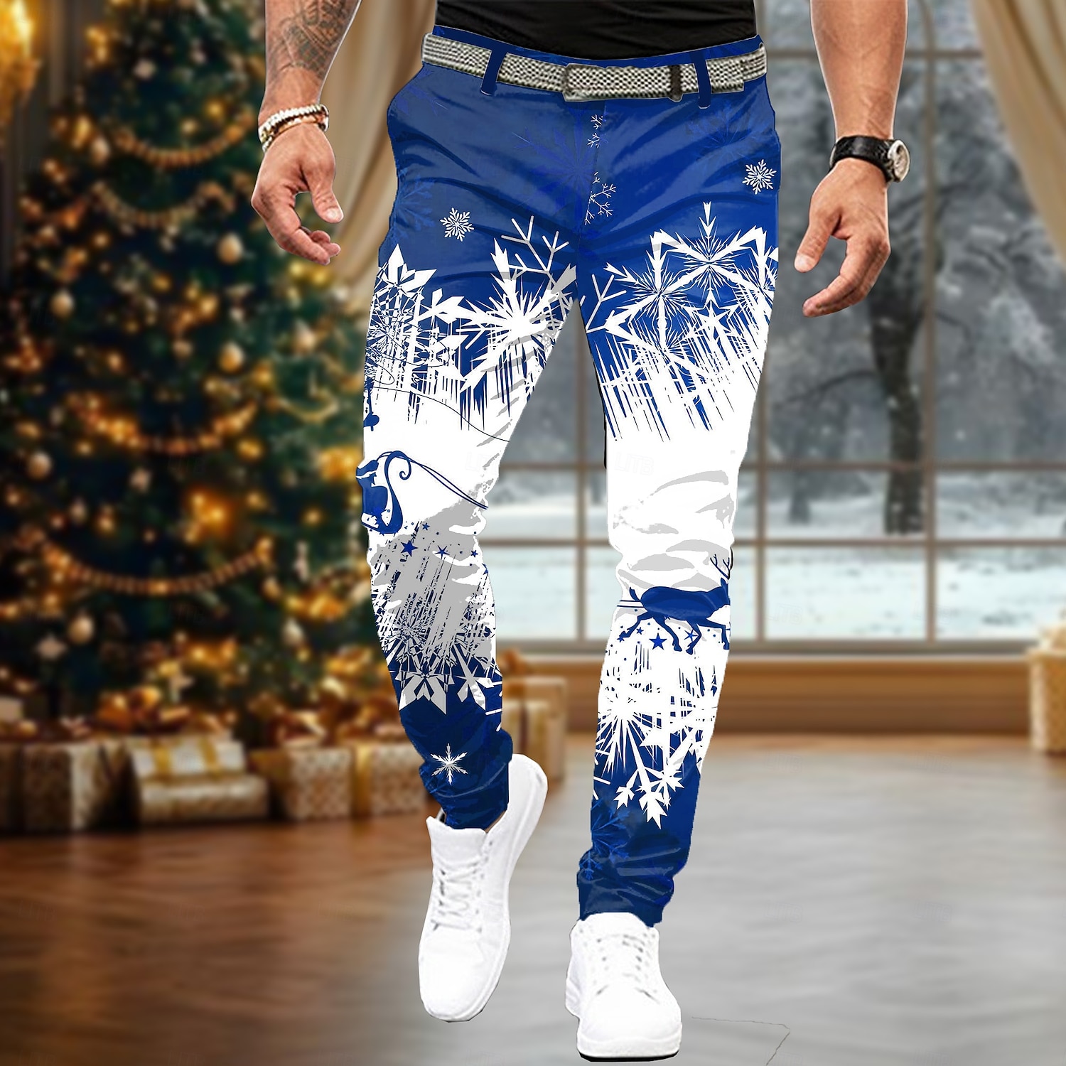 Kerstmis Voor heren Geometrisch Pakken Medium Taille Casual Feestavondkleding Dagelijks gebruik Feestdagen Vetoketju Zak Zomer Lente Herfst 3D-afdrukken Rood blauw Groen 2026 - $32.99 –P3