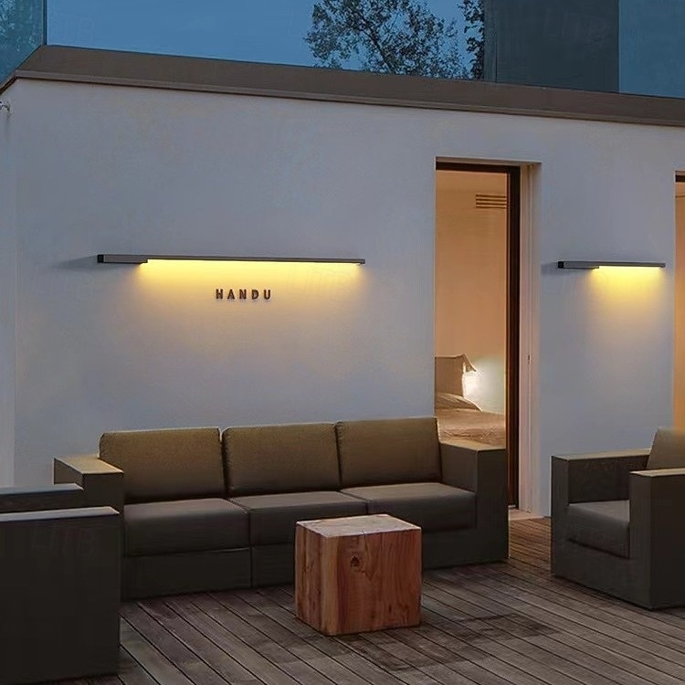 Lâmpada de parede longa externa moderna à prova d'água para jardim de villa, lâmpada de varanda, lâmpada de pátio, lâmpada de tira longa de led, 1 luz, 110-240v, 20 w de 2025 por $207.49 –P12