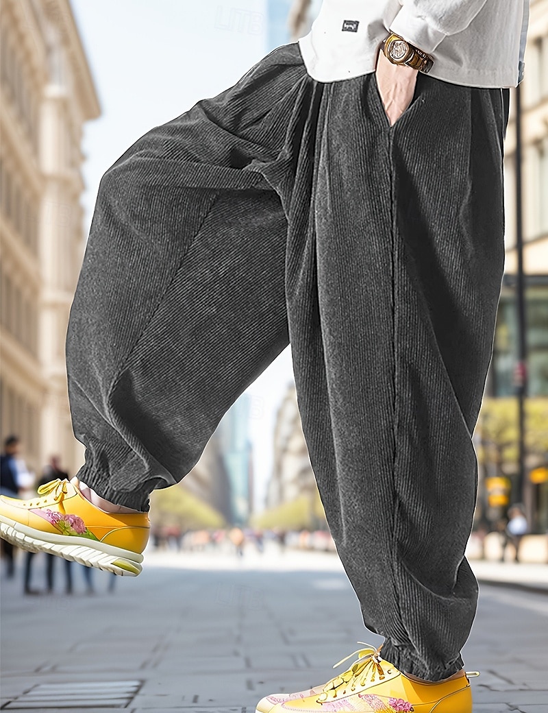 Herr Joggingbyxor Joggare Manchesterbyxor Långbyxor Harem byxor Snörning Elastisk midja Opressade byxor Slät Komfort Varm Fullängd Utomhus Ledigt Dagligen Sport Mode Svart Grå 2025 - $25.99 –P1