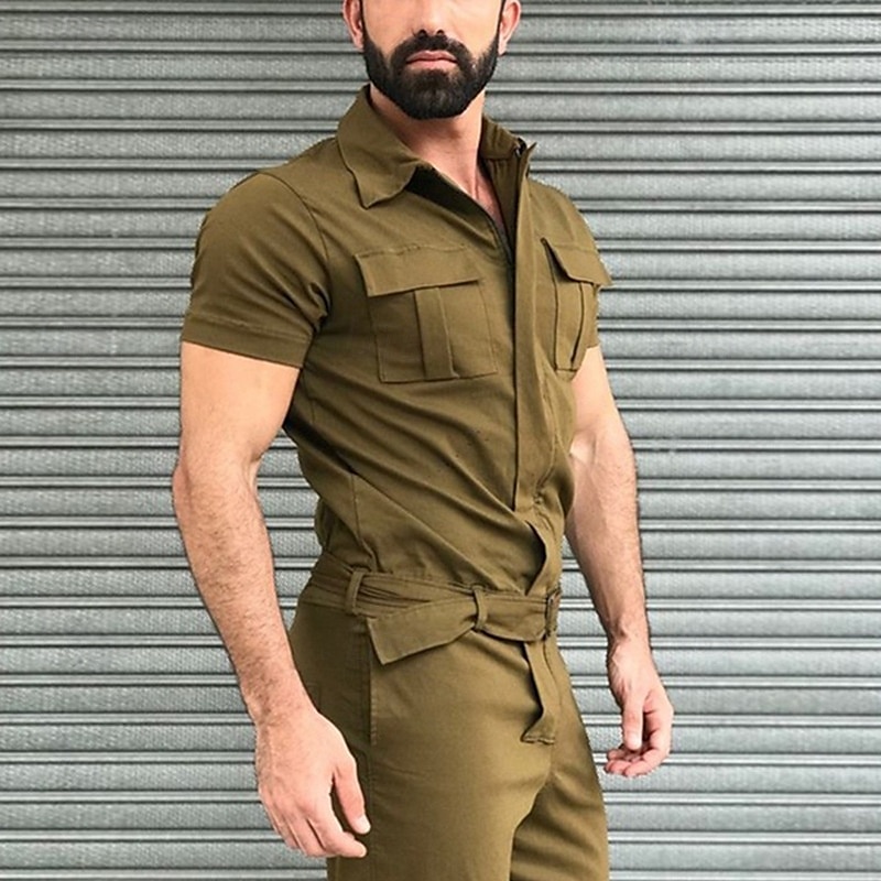 Ανδρικά Ολόσωμη φόρμα Μονοκόμματο Causal Αναπνέει Καταλληλότητα Τρέξιμο ΑΘΛΗΤΙΚΑ ΡΟΥΧΑ Ρούχα Γυμναστικής Μονόχρωμο Μαύρο Κρασί Πράσινο Χακί 2025 - $38.99 –P5