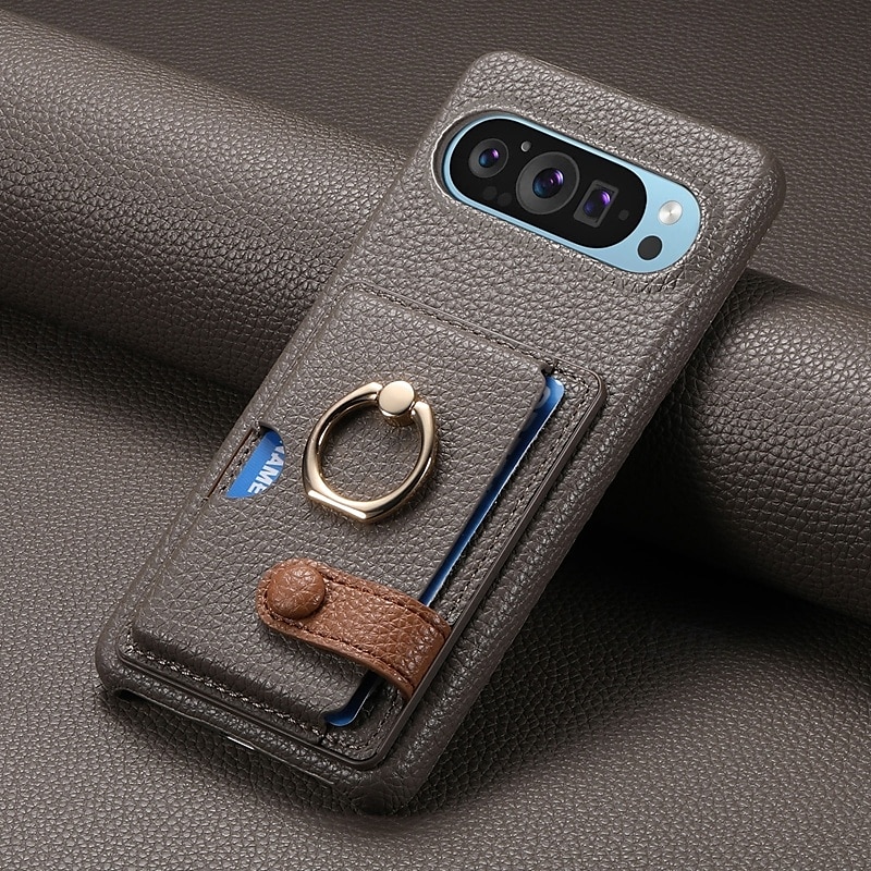 טלפון מגן עבור Pixel 9 Pro Pixel 9 Pro XL Pixel 8 Pro Pixel 8 פיקסל 9 Pixel 7 Pixel 7 Pro Pixel 6 Pixel 6 Pro כיסוי אחורי מחזיק טבעת חריץ לכרטיס עמיד בזעזועים רטרו TPU עור PU 2025 - $19.99 –P10