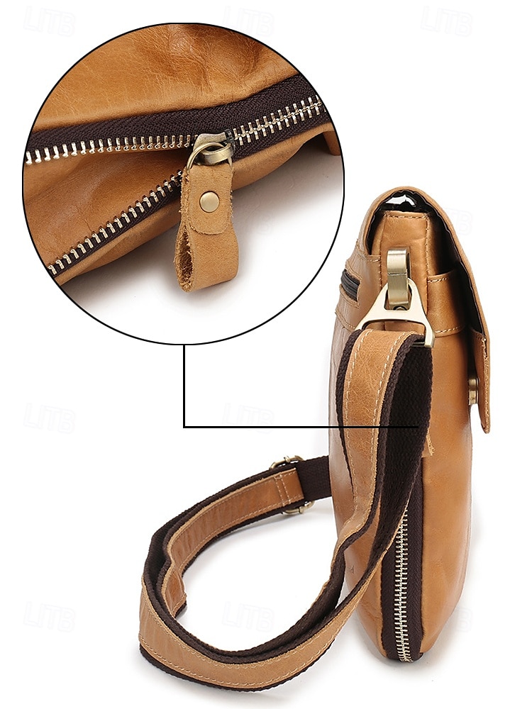 Per uomo Borsa a tracolla Borsa a tracolla Borse a tracolla Pelle Cuoio Ufficio Casual / quotidiano Cerniera Tasche multiple Massima capacità Duraturo espandibile Tinta unica Marrone chiaro del 2025 a $46.99 –P5
