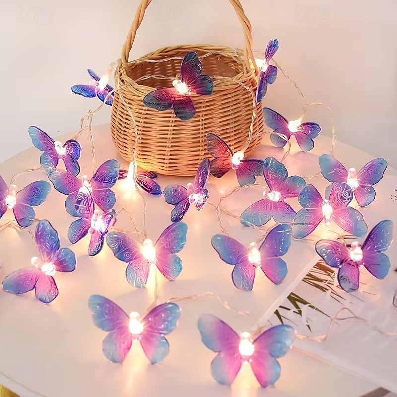 Guirlande lumineuse papillon, 1,5 m/3 m, 10/20 LED, alimentée par batterie, pour Noël en intérieur&amp;décoration extérieure de 2025 ? $13.49 –P5