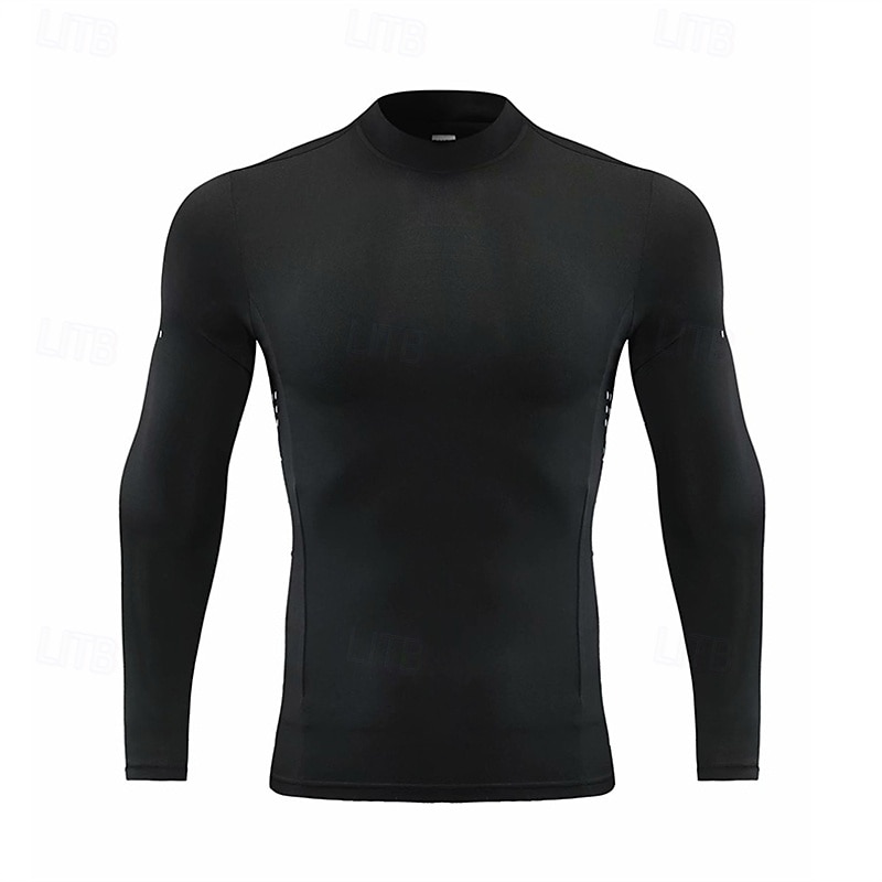 Voor heren Hardloopshirt Compressieshirt Lange mouw T-shirt Casual Sportkleding Herfst Hoge nek Ademend Sneldrogend Sportschooltraining Hardlopen Wandelen Sportkleding Sportkleding Effen 2025 - $20.99 –P6