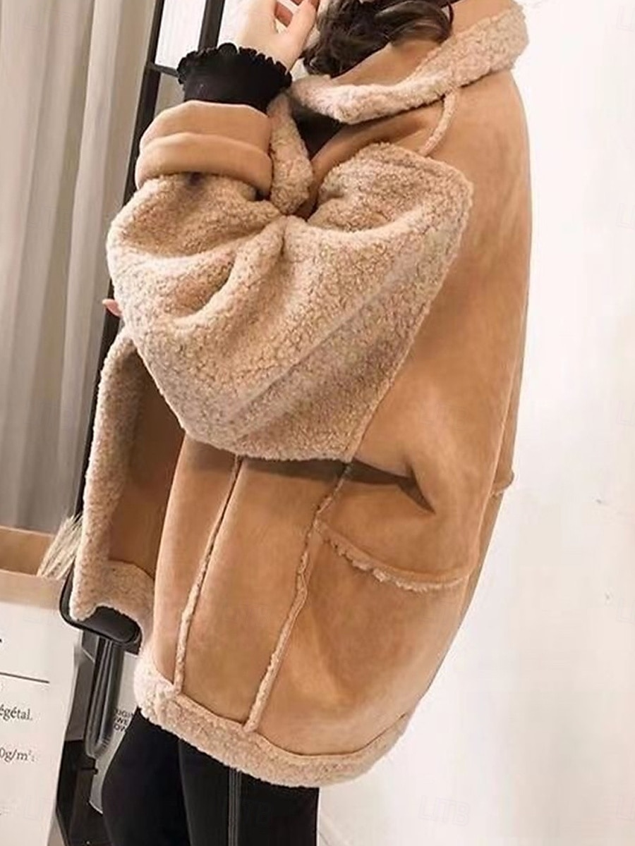 Dame Fleece-jakke Teddyfrakk Hettegenser Hold Varm Pustende Knapper Lomme Fleece Lined Fritid عادي Feriereise Gate Dagligdagstøy Ut på byen Enkeltkneppet Normal Aftæpning Normal Langermet Yttertøy 2025 - $45.99 –P2