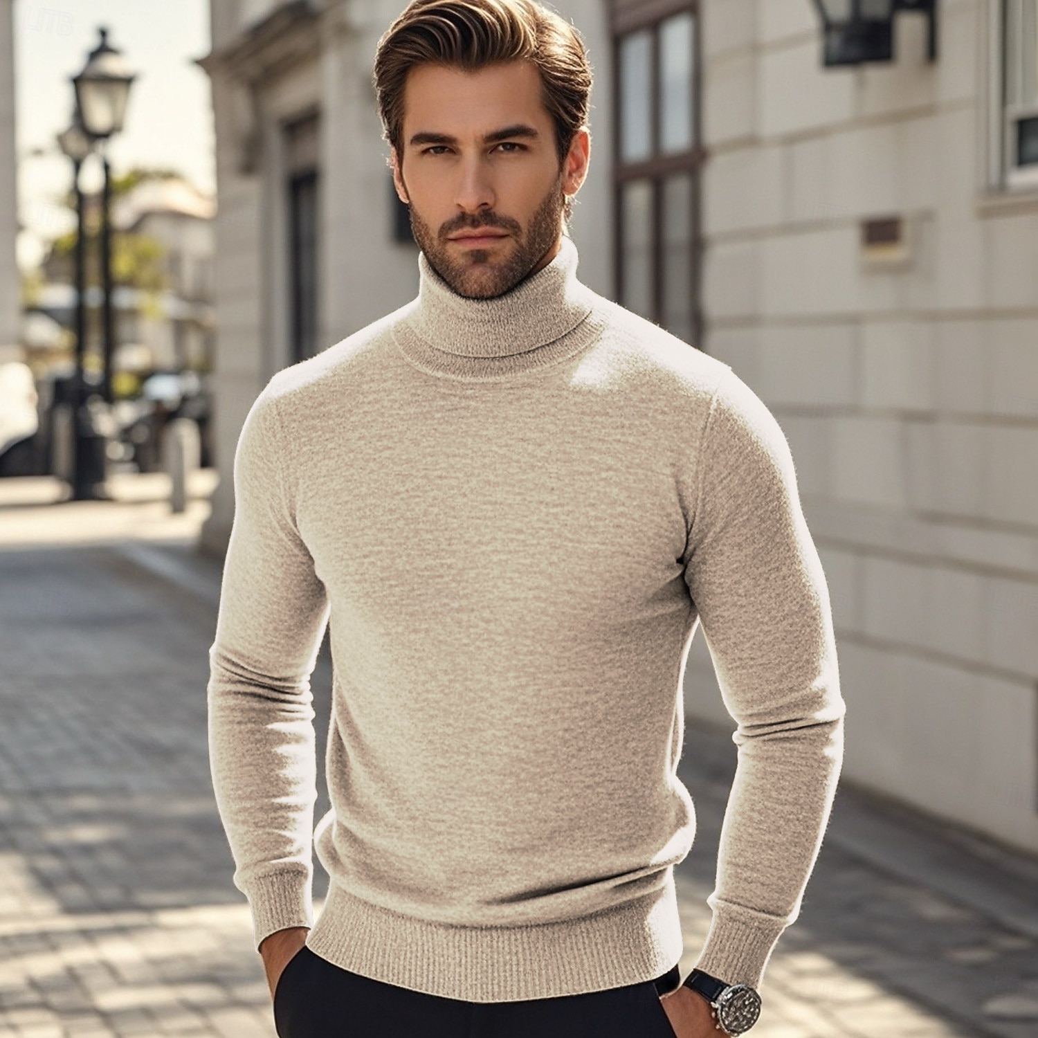 Homme Pull Pull en tricot A côtes Tricoter Normal Tricoté Plein Col Roulé Mode Décontractées Vacances Usage quotidien Vêtement Tenue Automne hiver Chameau Vin S M L de 2025 ? $21.99 –P5