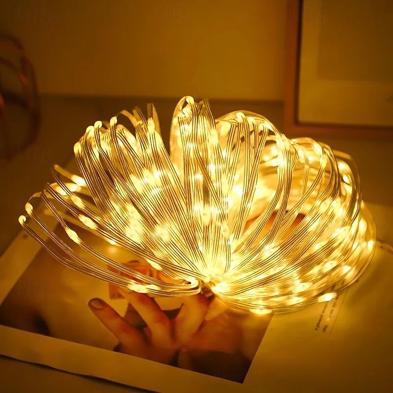 solcelle LED lysstreng med fjernkontroll, 100/200/300 led vanntette fe lys til jul, bryllup, hage, fest  & hageinnredning 2025 - $17.49 –P3