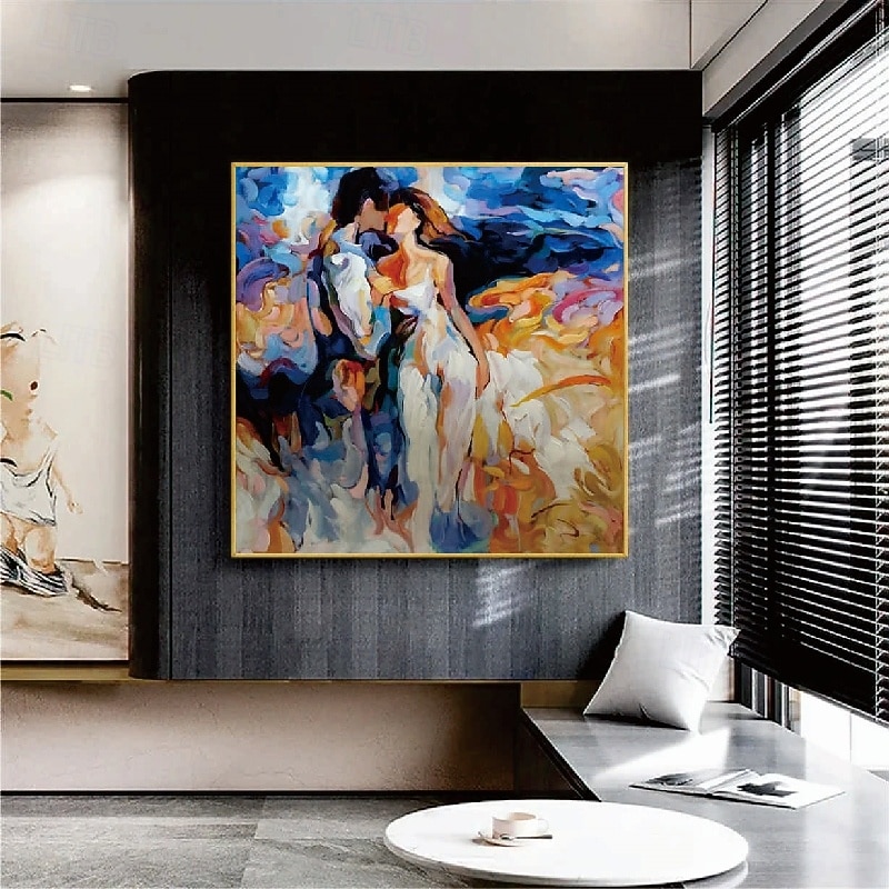 pintura a óleo artesanal abraçando casal amantes pintura a óleo - pintado à mão impressionista paris amantes pintura a óleo sobre tela espátula arte pinturas a óleo melhor presente para sala de estar de 2026 por $105.99 –P5