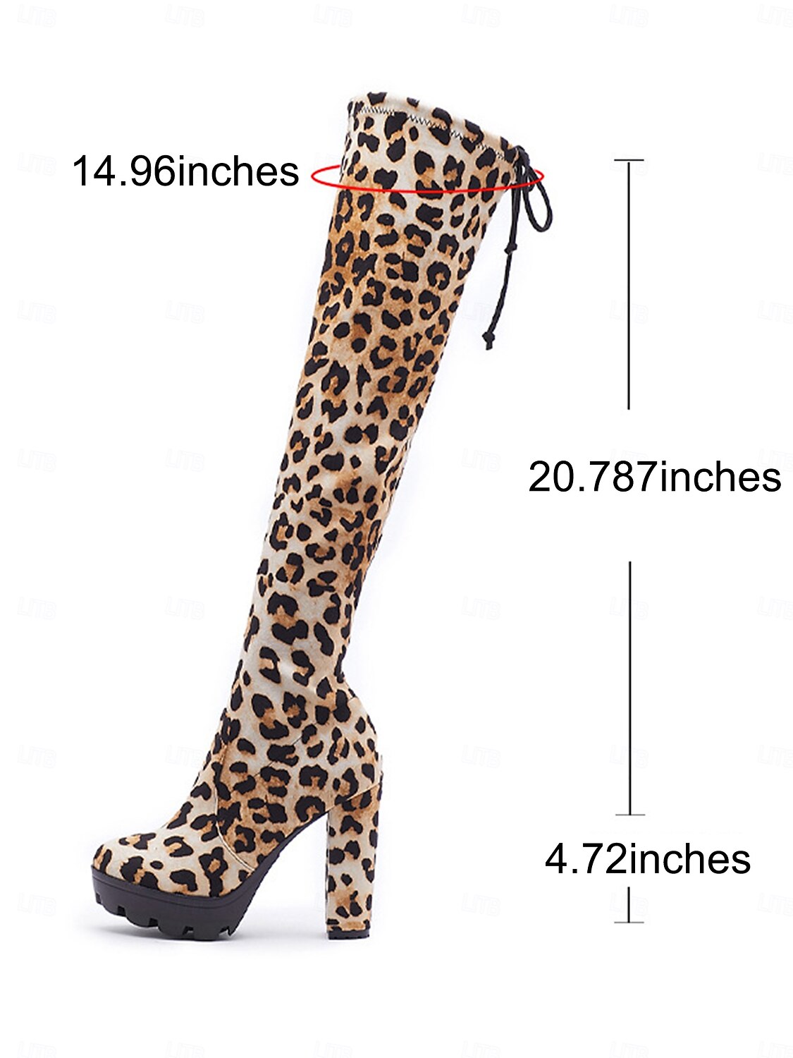 botas plataforma femininas acima do joelho com salto alto grosso e fecho de cordão, estilo sexy na altura da coxa para baladas e festas de 2025 por $64.99 –P4