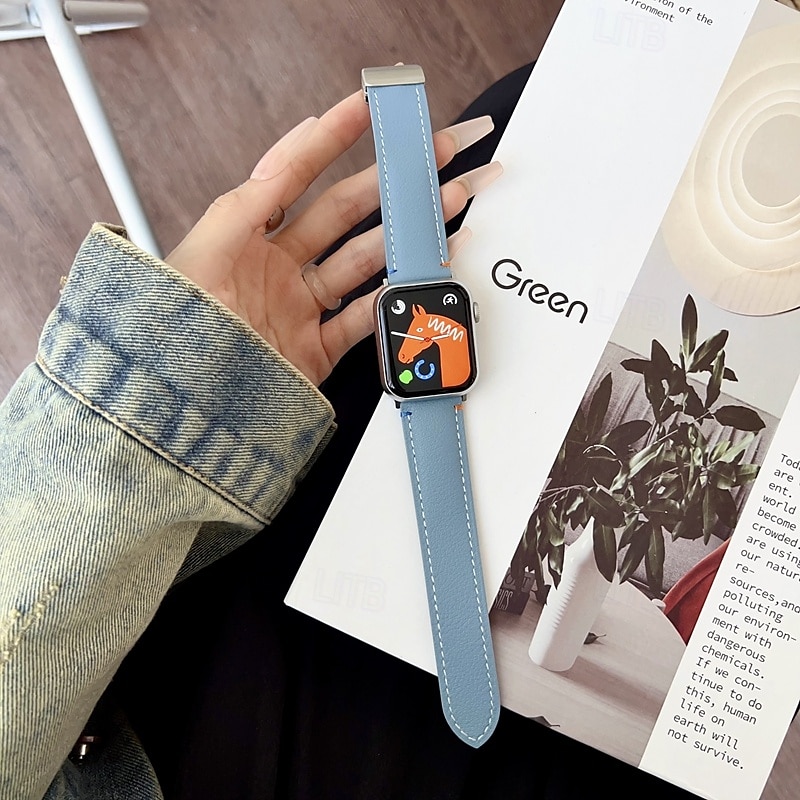 Banda de cuero Compatible con Apple Watch Correa 38mm 40mm 41mm 42mm 44mm 45mm 49mm Mujer cierre magnético Ajustable Cuero Auténtico correa de repuesto para iwatch Ultra 2 Series 9 8 7 SE 6 5 4 3 2 1 2025 - $16.99 –P14