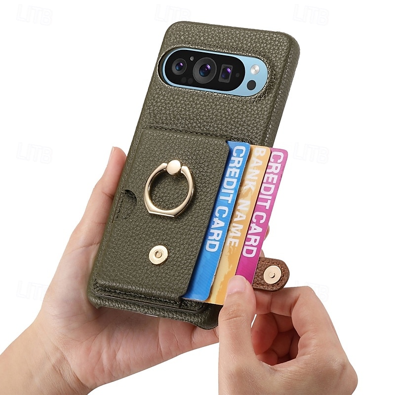 טלפון מגן עבור Pixel 9 Pro Pixel 9 Pro XL Pixel 8 Pro Pixel 8 פיקסל 9 Pixel 7 Pixel 7 Pro Pixel 6 Pixel 6 Pro כיסוי אחורי מחזיק טבעת חריץ לכרטיס עמיד בזעזועים רטרו TPU עור PU 2025 - $19.99 –P8