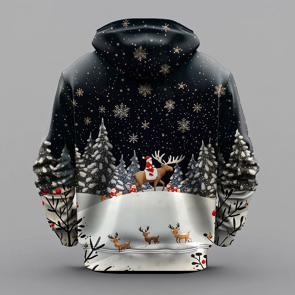 vánoce pánské vánoční zvíře 3d mikiny santa claus móda 3d tisk dovolená streetwear mikiny s kapucí černý potisk s kapucí přední kapsa pružina &amp;  podzimní značková košile 2025 - $29.99 –P2