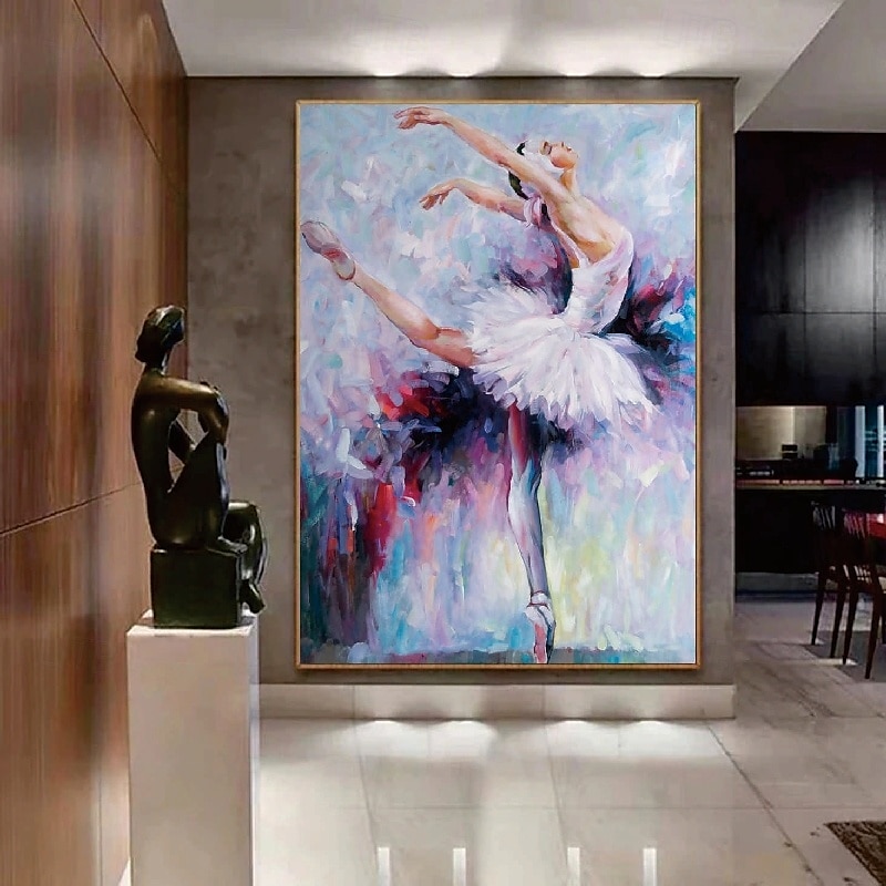handgjord dansare oljemålning handmålad ballert flicka oljemålning vägg modern abstrakt ballerina abstrakt canvas målning färgglad väggkonst balettmålningar heminredning 2025 - $116.99 –P4