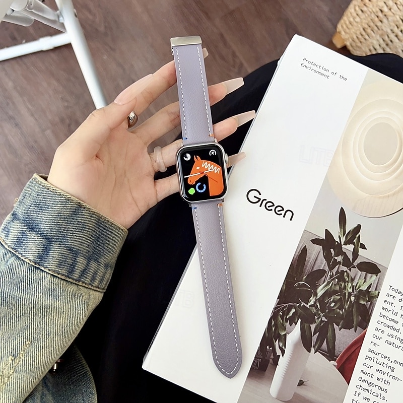 Banda de cuero Compatible con Apple Watch Correa 38mm 40mm 41mm 42mm 44mm 45mm 49mm Mujer cierre magnético Ajustable Cuero Auténtico correa de repuesto para iwatch Ultra 2 Series 9 8 7 SE 6 5 4 3 2 1 2025 - $16.99 –P10