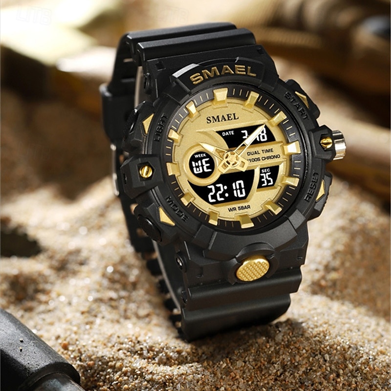 Reloj electrónico de cuarzo Smael de nueva moda para hombre, con decoración deportiva y de ocio, luz nocturna, resistente al agua, calendario, pantalla semanal, reloj despertador para hombre 2025 - $27.99 –P3