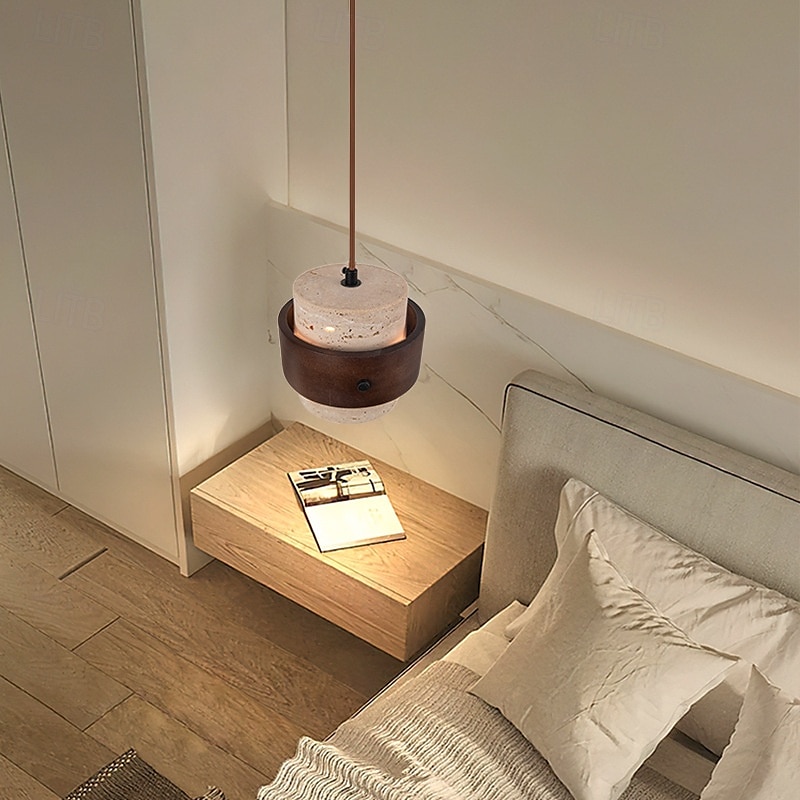 lampada a sospensione wabi-sabi lampada a sospensione da comodino lampada a sospensione rotonda in travertino lampada a sospensione retrò del 2025 a $160.99 –P5