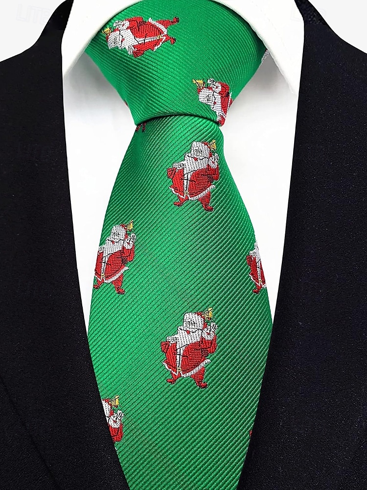 cravate à thème de Noël pour hommes – cravates festives avec des motifs de Père Noël, de flocons de neige et de cannes à sucre pour les fêtes de fin d'année de 2025 ? $2 –P3