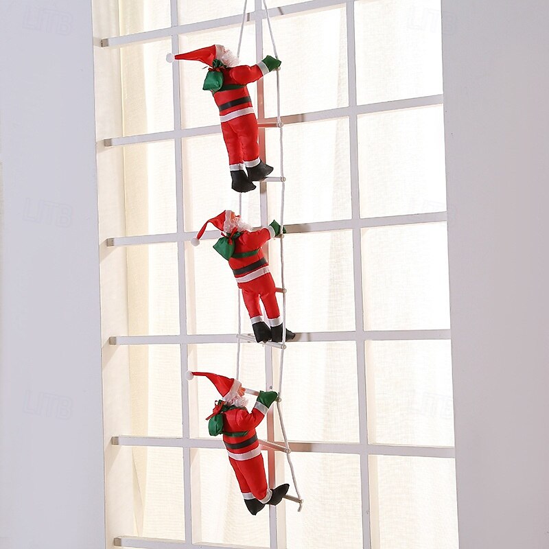 Christmas Climbing Santa Claus Ladder and Rope Hanging Ornament – Inflatable and Plush Santa for Christmas Tree, Hotel, and Mall Holiday Decorations 2025 - $10.49 –P6