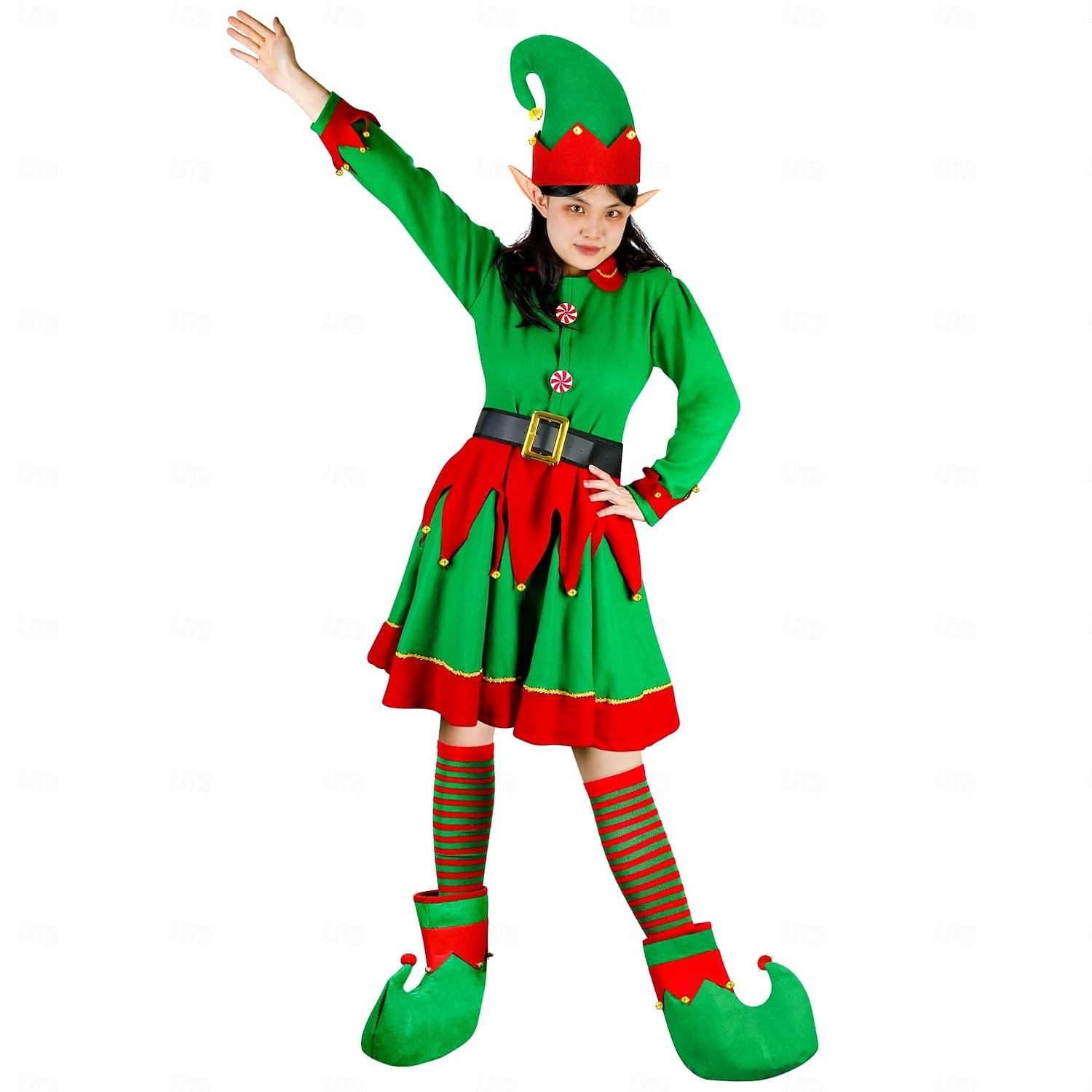 Alf Kläder Fin julklänning Julkostym Dam Jul Nyår julafton Jul Vuxen Fest Jul Klänning Skärp Strumpor Skor Hatt 2025 - $27.99 –P5