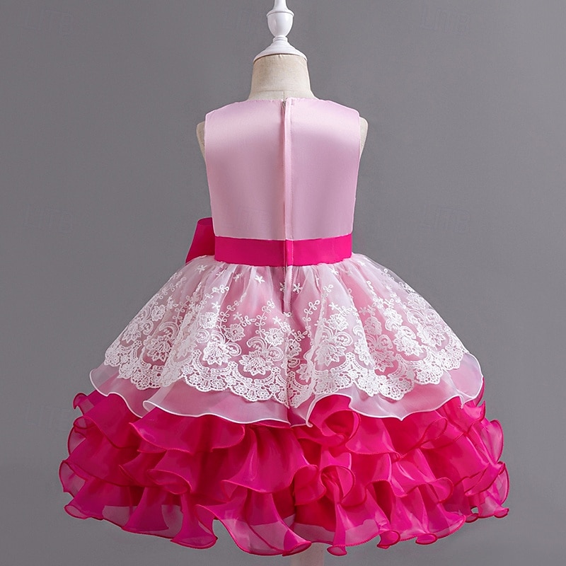 kinderkleidung Mädchen Cosplay-Kleid Party Kleid Farbblock Ärmellos Leistung Weihnachten Gitter Rückenfrei Patchwork Schön Süß Polyester Maxi abendkleider Schaukelkleid Tüll-Kleid Winter 4-12 Jahre 2025 - $41.99 –P3