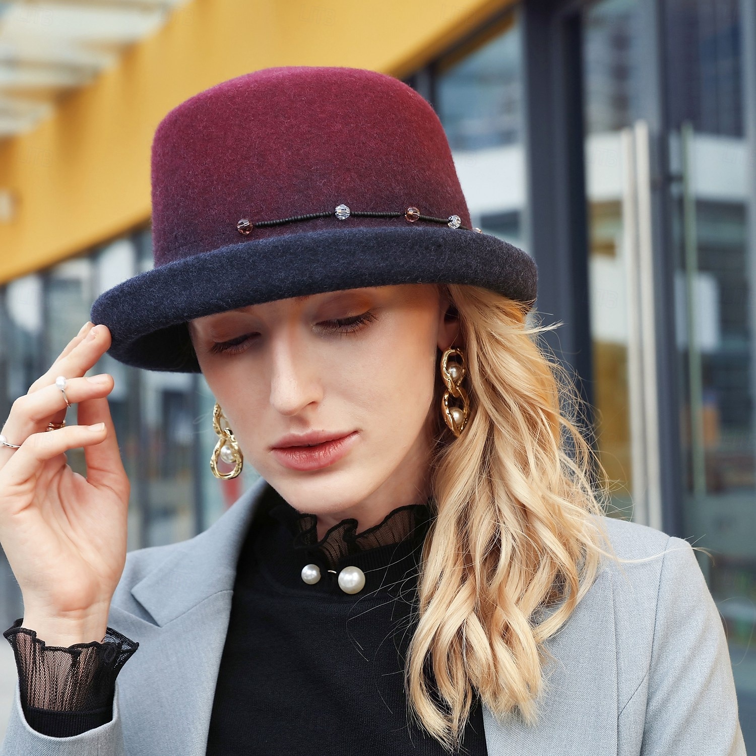 cappelli 100% lana cappello a bombetta / cloche cappello da pescatore cappello fedora matrimonio tè festa elegante britannico con berretto perline copricapo copricapo del 2025 a $49.99 –P1