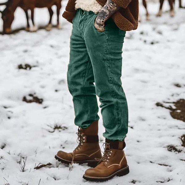 Men's Dress Pants Corduroy Pants Trousers Slacks Pocket Buttons Plain Comfort Soft Full Length Sports Outdoor Daily Fashion Casual Lake blue ArmyGreen Micro-elastic 2026 - $37.99 –P1