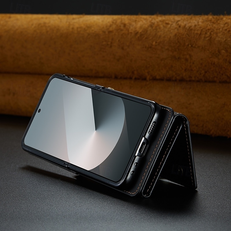 Housse de téléphone pour Z Flip 6 Z Flip 5 Z Flip 4 Z Flip 3 couverture arrière avec support avec cordon emplacement pour carte rétro TPU cuir PU de 2025 ? $31.99 –P1
