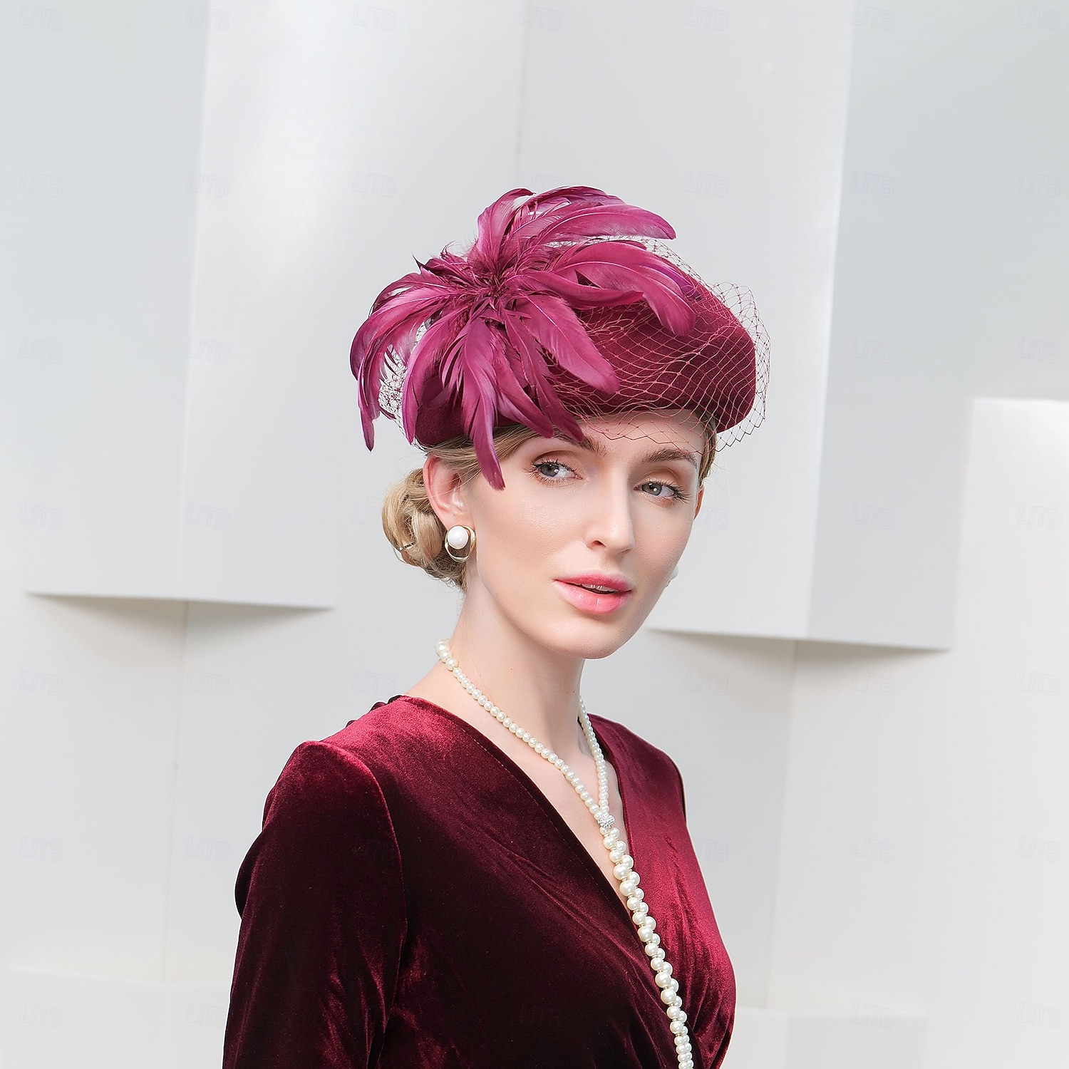 hoeden wollen baret hoed bolhoed / cloche hoed bruiloft cocktail elegante bruiloft met veren hoofddeksel hoofddeksels 2025 - $43.99 –P7