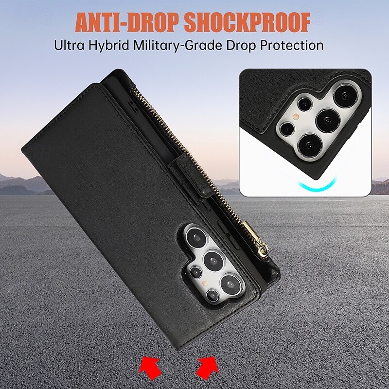 Phone Case For S24 S24 Ultra Plus S23 S22 S21 S20 Ultra Plus FE Wallet Case with Stand Holder Magnetic with Lanyard Retro TPU PU Leather 2025 - $35.99 –P8