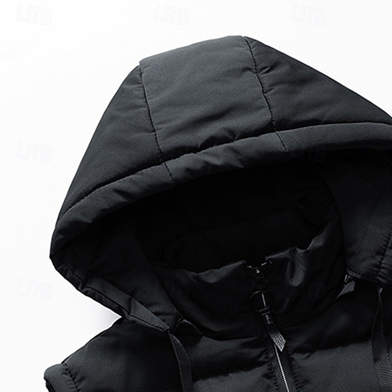 Miesten Puffer Vest Pehmustettu Liivi Gilet Tikattu liivi Päivittäin Deitti Loma Muoti Vapaa-aika Syystalvi Tasku Polyesteri Pidä lämpimänä Mukava Tavallinen Vetoketju Hupullinen Normaali Musta 2025 - $48.99 –P5