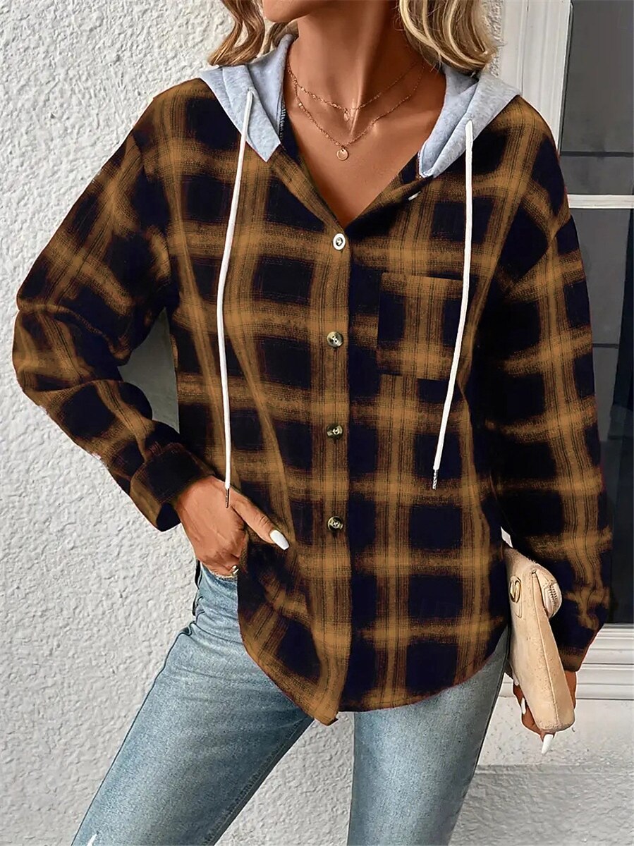 Veste décontractée Femme Extérieur Plein Air Usage quotidien mode Décontractées Avec poches Imprimer Normal Manteau Rose Claire Rouge Marron Automne Hiver Boutonnage Simple Sweat à capuche Standard S de 2025 ? $27.99 –P8