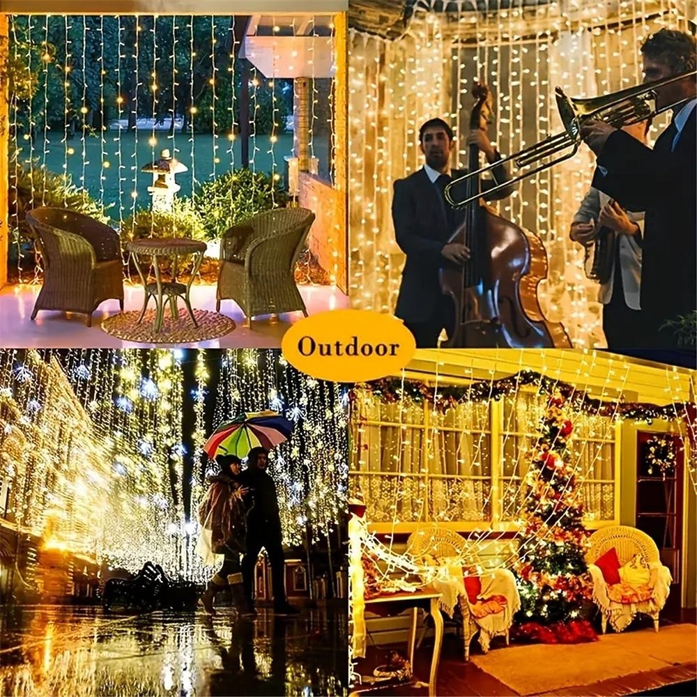 Luces de String Cortina 3x3M 300 LED 31V Calor Blanco 8 Modos Seguras para Decoración de Boda y Jardín 2026 - $50.99 –P16
