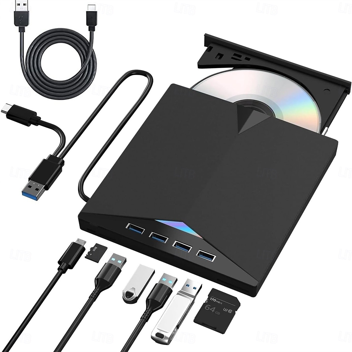 külső dvd meghajtó blu-ray meghajtó 7 az 1-ben blu ray meghajtó usb 3.0  & típusú c dvd/bd lejátszó blu ray író író hordozható 3d cd dvd író vékony optikai bluray meghajtó laptophoz 2025 - $95.99 –P7