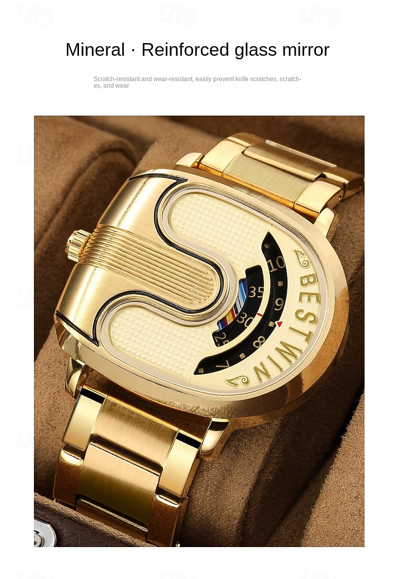 Мужские кварцевые часы Модные Повседневные Бизнес Наручные часы Календарь Водонепроницаемые Декорация Стальные часы 2026 - $22.99 –P5