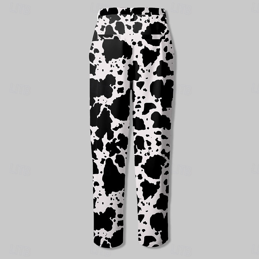 Herr Fläck Kostymbyxor Medium Midja Business Casual Formell Utomhus Gata Dragkedja Ficka Sommar Vår Höst 3D-tryck Svartvit 2025 - $29.99 –P2