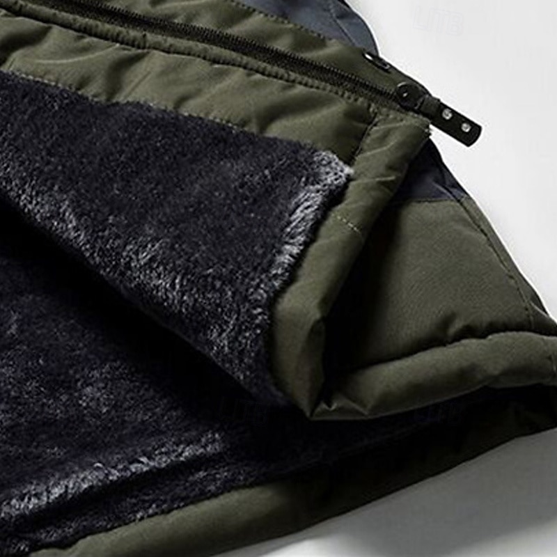 Herr Utomhusjacka Vinterkappa Fleece-jacka Hoodiejacka Dagligen Semester Håller värmen Vindtät Ficka Avtagbar huva Vår & Höst Färgblock Mode Klassisk Huva Normal Svart Röd Kungsblå Armégrön Jacka 2025 - $45.99 –P9