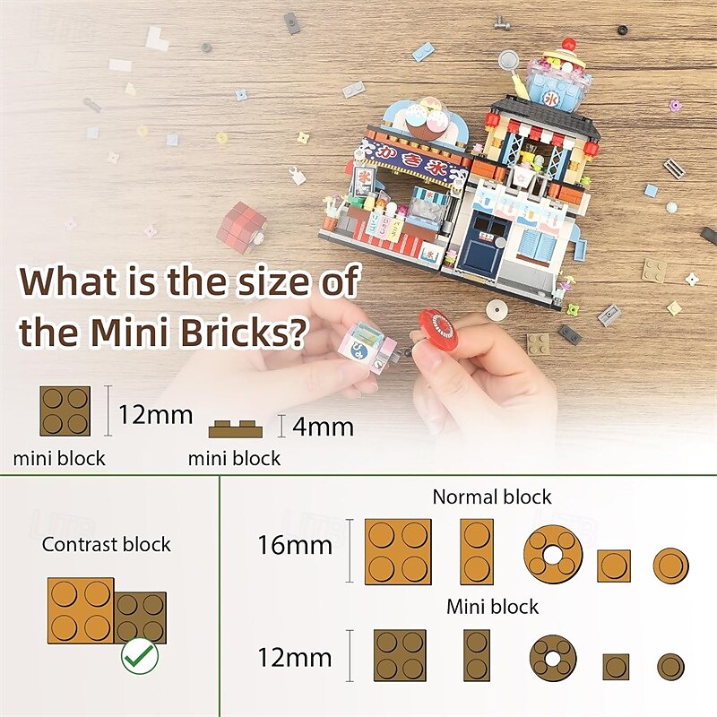 2025年 日本のストリートビュー アイスドリンクショップ ミニビルディングブロック ビルディングおもちゃ モデルセット 女の子 男の子 6-12歳 668個 シミュレーション建築建設おもちゃ 子供 大人へのギフトアイデア  コレクション – $34.99 –P4