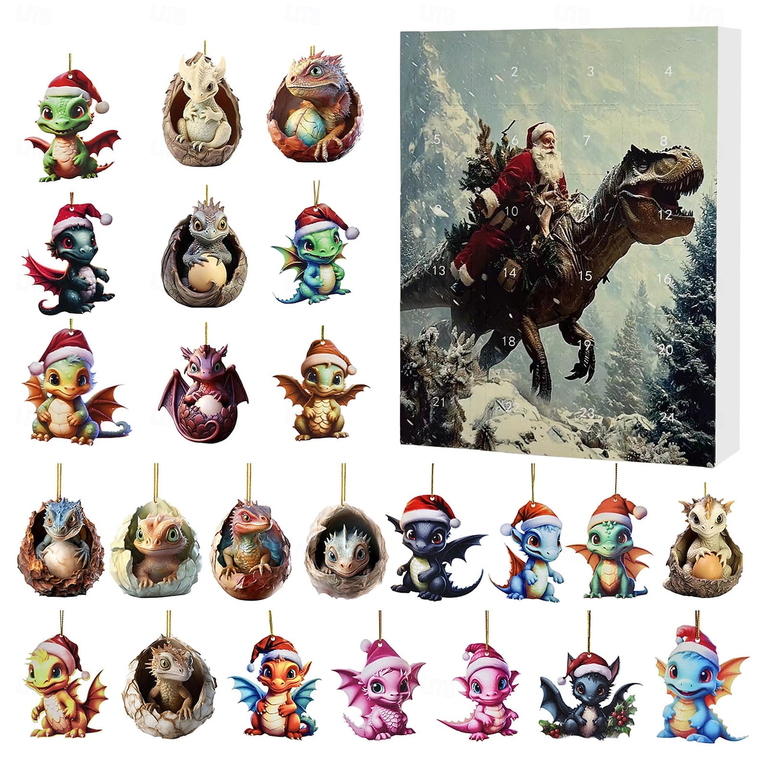 24 kpl adventtikalenteri söpö eläinkokoelma, joulu 24 päivän lähtölaskenta tytöille pojille taaperoille, adventtikalentereita yllätysjoululahjoja lapsille dinosaurusleluja 2025 - $21.99 –P5