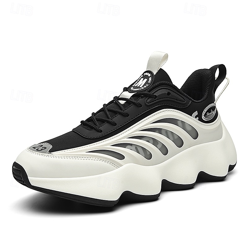 scarpe da ginnastica da uomo futuristiche con suola spessa in bianco e nero - scarpe sportive leggere e traspiranti per abbigliamento casual o da corsa del 2025 a $59.99 –P2